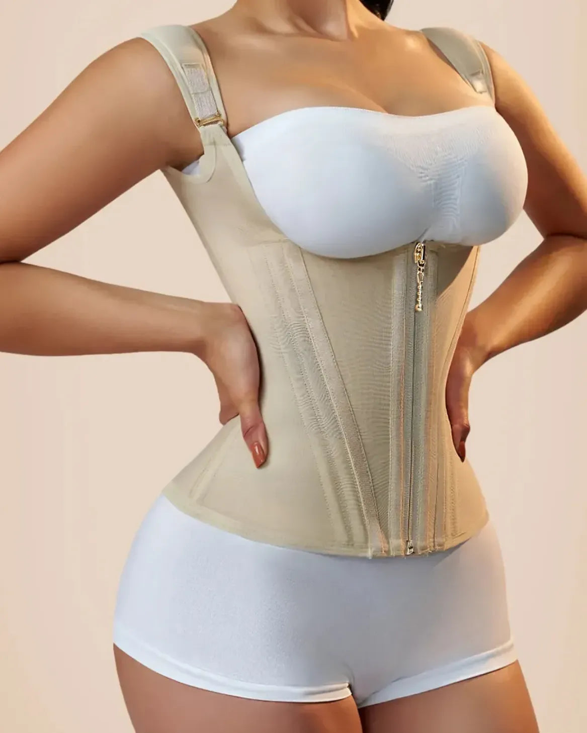 Faja Chaleco Reloj Arena, Ajuste 3 niveles + Cierre, moldeadora y reductora control total de abdomen