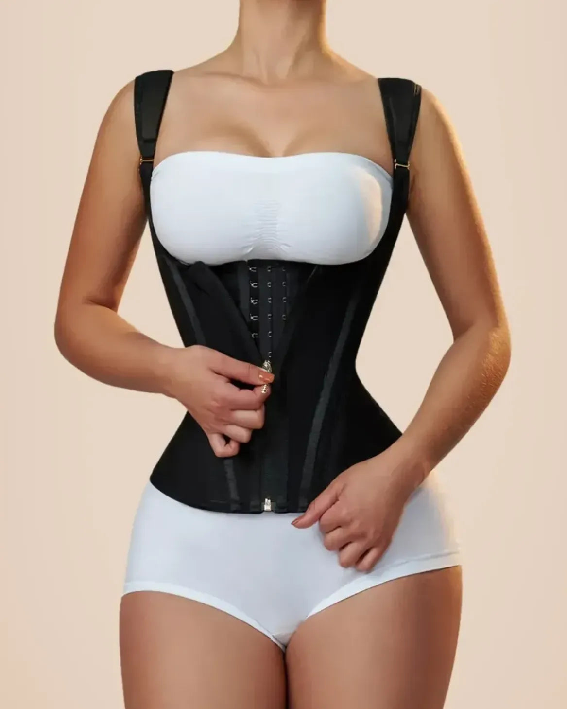 Faja Chaleco Reloj Arena, Ajuste 3 niveles + Cierre, moldeadora y reductora control total de abdomen