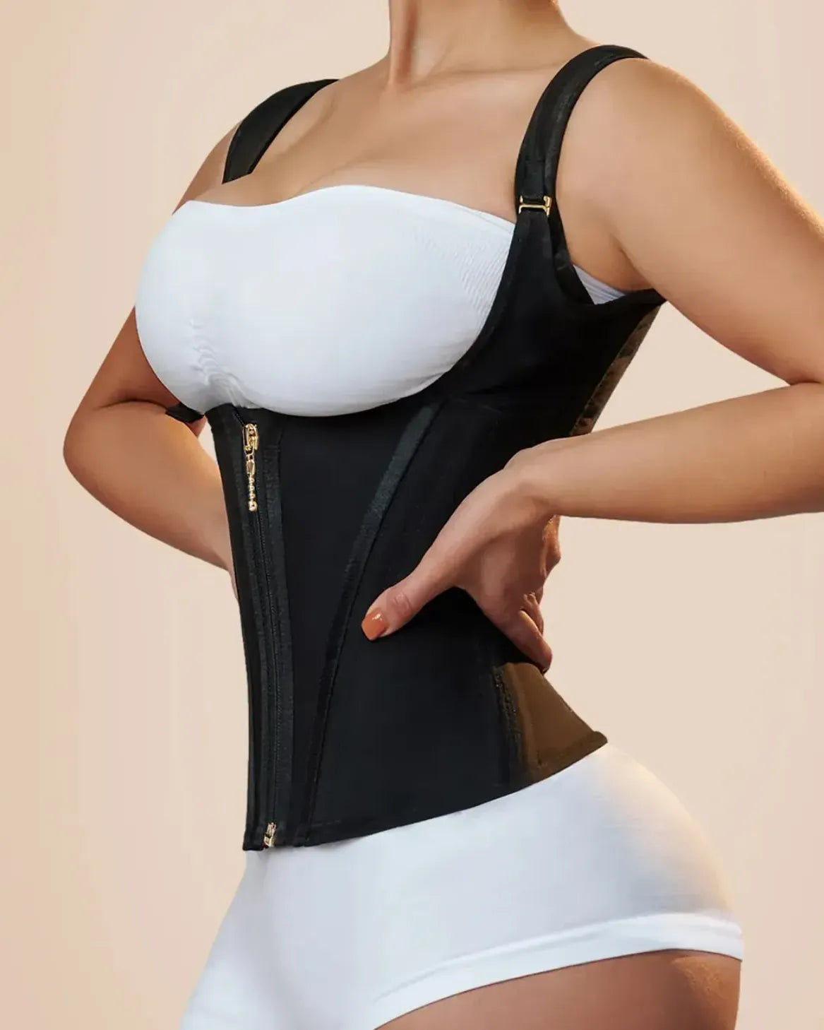 Faja Chaleco Reloj Arena, Ajuste 3 niveles + Cierre, moldeadora y reductora control total de abdomen