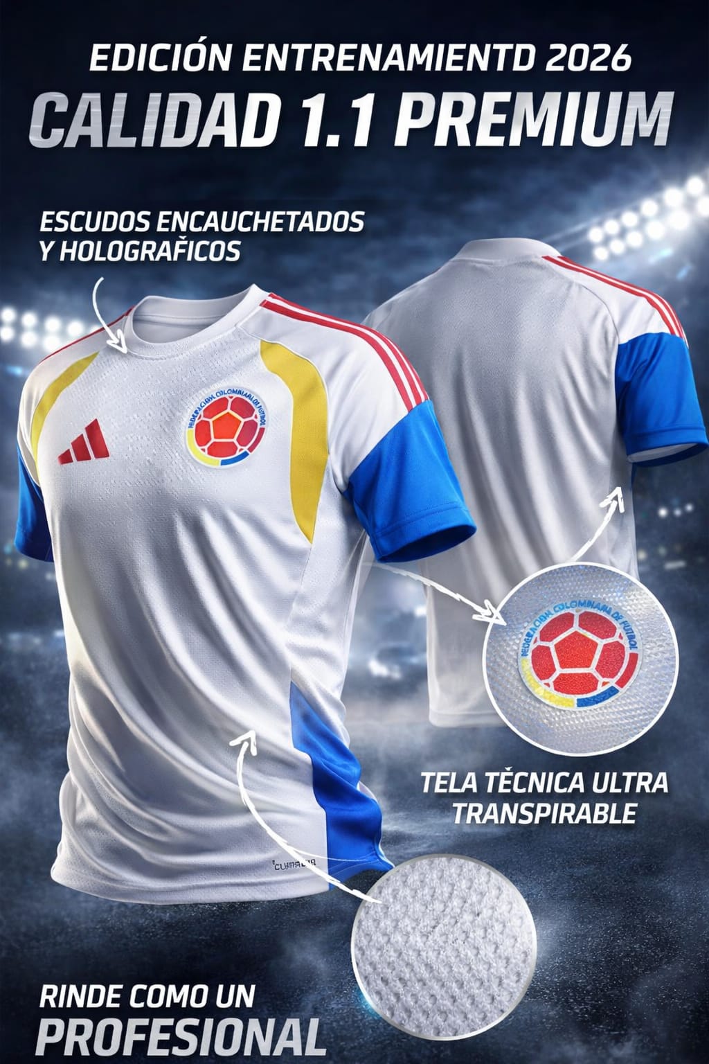 CAMISETA SELECCIÓN COLOMBIA 2026 VERSIÓN JUGADOR hombre y mujer