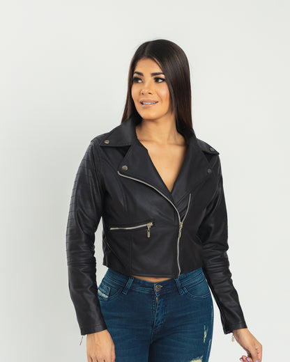 CHAQUETA PARA DAMA DISEÑO SOLAPA CORTA, 2 COLORES (NEGRO, MIEL)